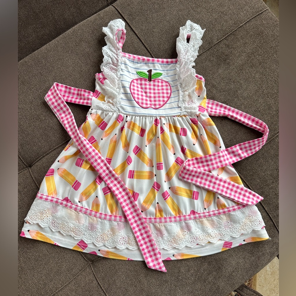 Pink and Yellow Pencil Print Dress Size S